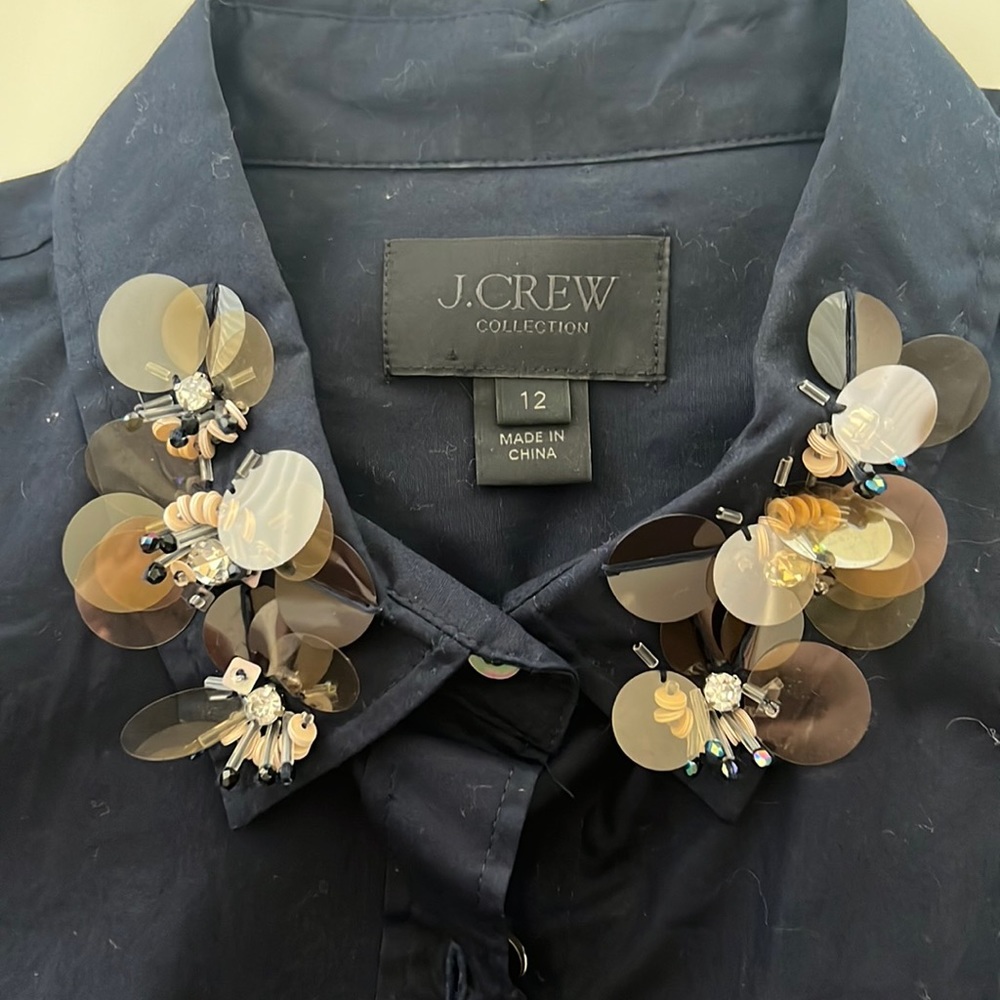 J.Crew Bejeweled Collar Fitted Blouse